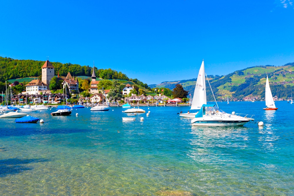 Thunersee Bergmeren Zwitserland, natuurgebieden Duitsland