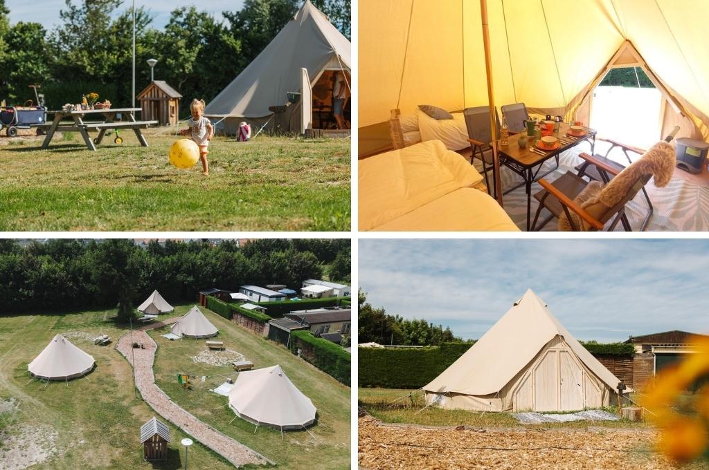 glamping tent nieuwvliet bijzonder overnachten aan zee, campings Nederland aan zee