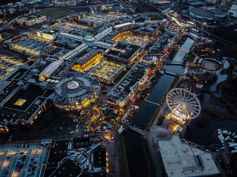 bovenaanzicht op de stad Oberhausen tijdens kerst