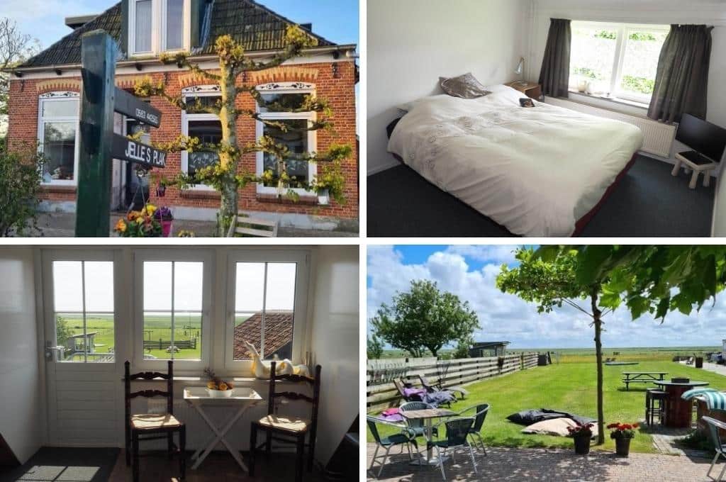 fotocollage van een bed & breakfast gelegen in het dorp Lies op het Waddeneiland Terschelling