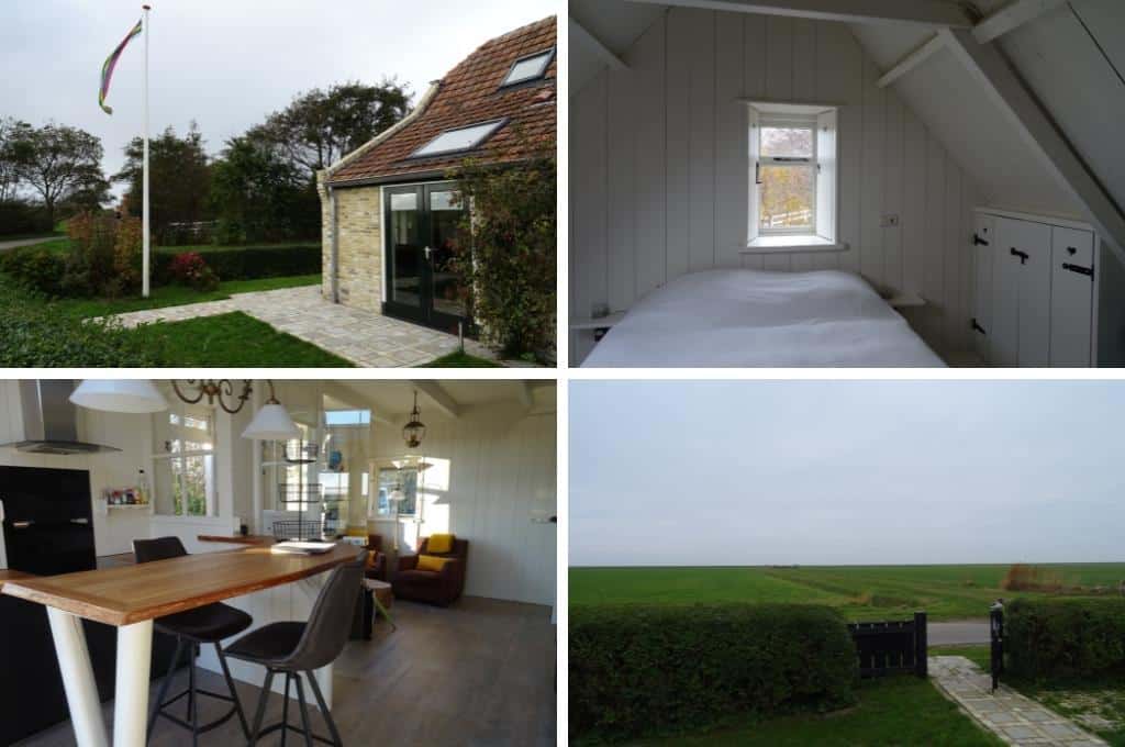 fotocollage van een vakantiehuis in het dorp Midsland op het Waddeneiland Terschelling