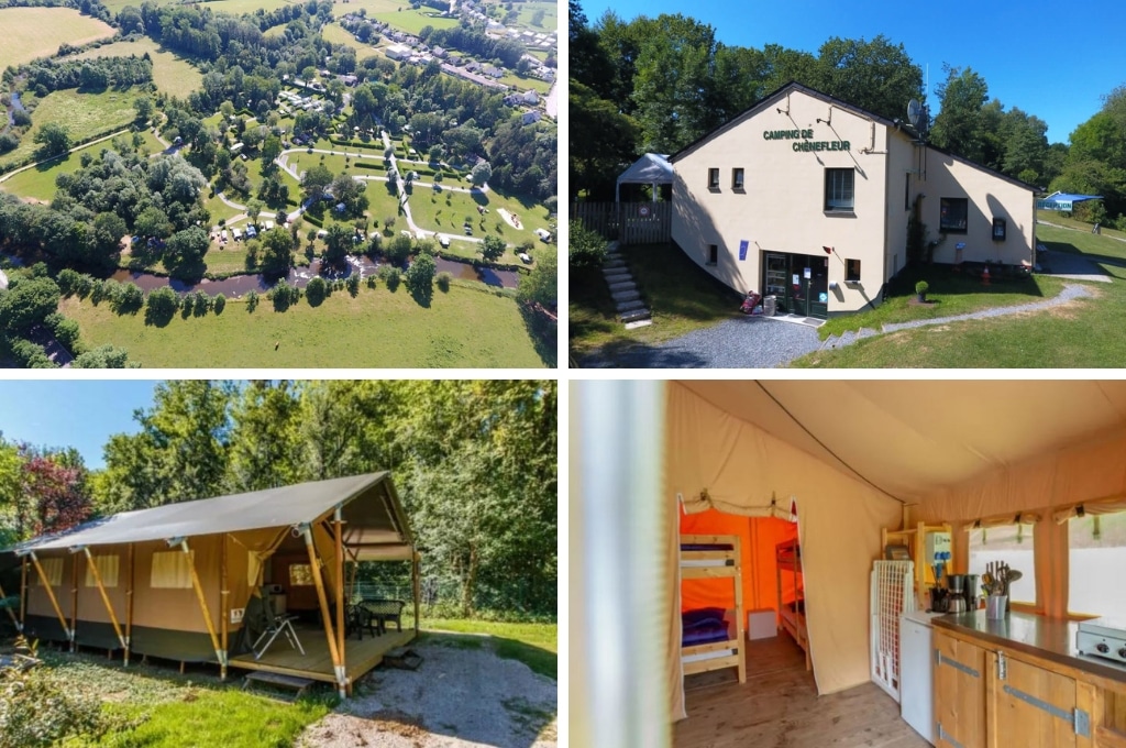 Camping de Chenefleur safaritent, Vakantiehuisjes in de Belgische Ardennen met jacuzzi