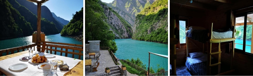 Riverside komani lake collage, vakantie Albanië