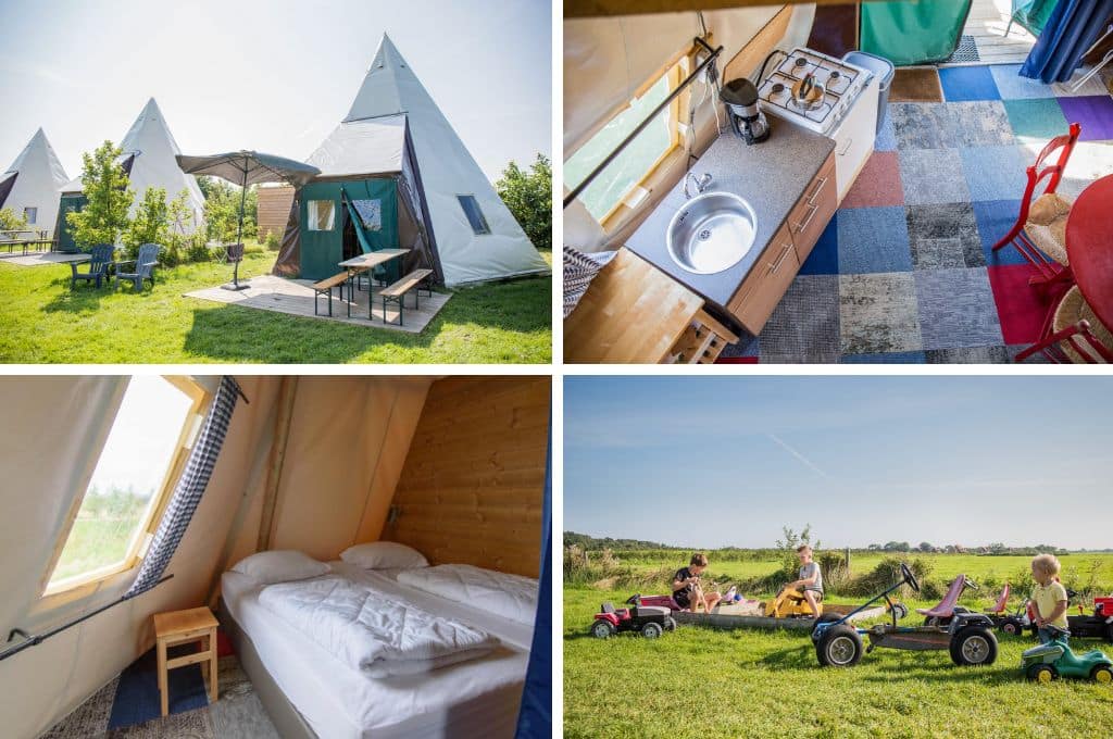 Tipi tent op Boerderij Halfweg, campings noord-Holland