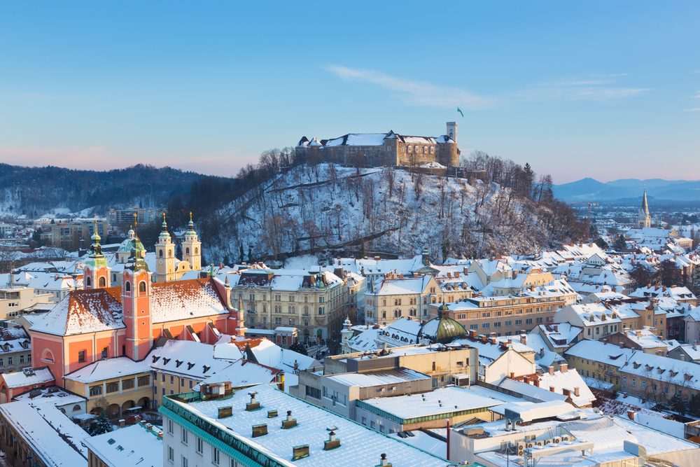Ljubljana in de winter