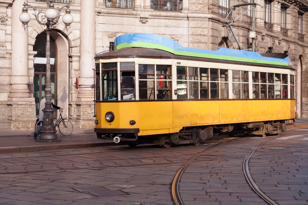 Oude tram Milaan, Stedentrip in de winter in Europa